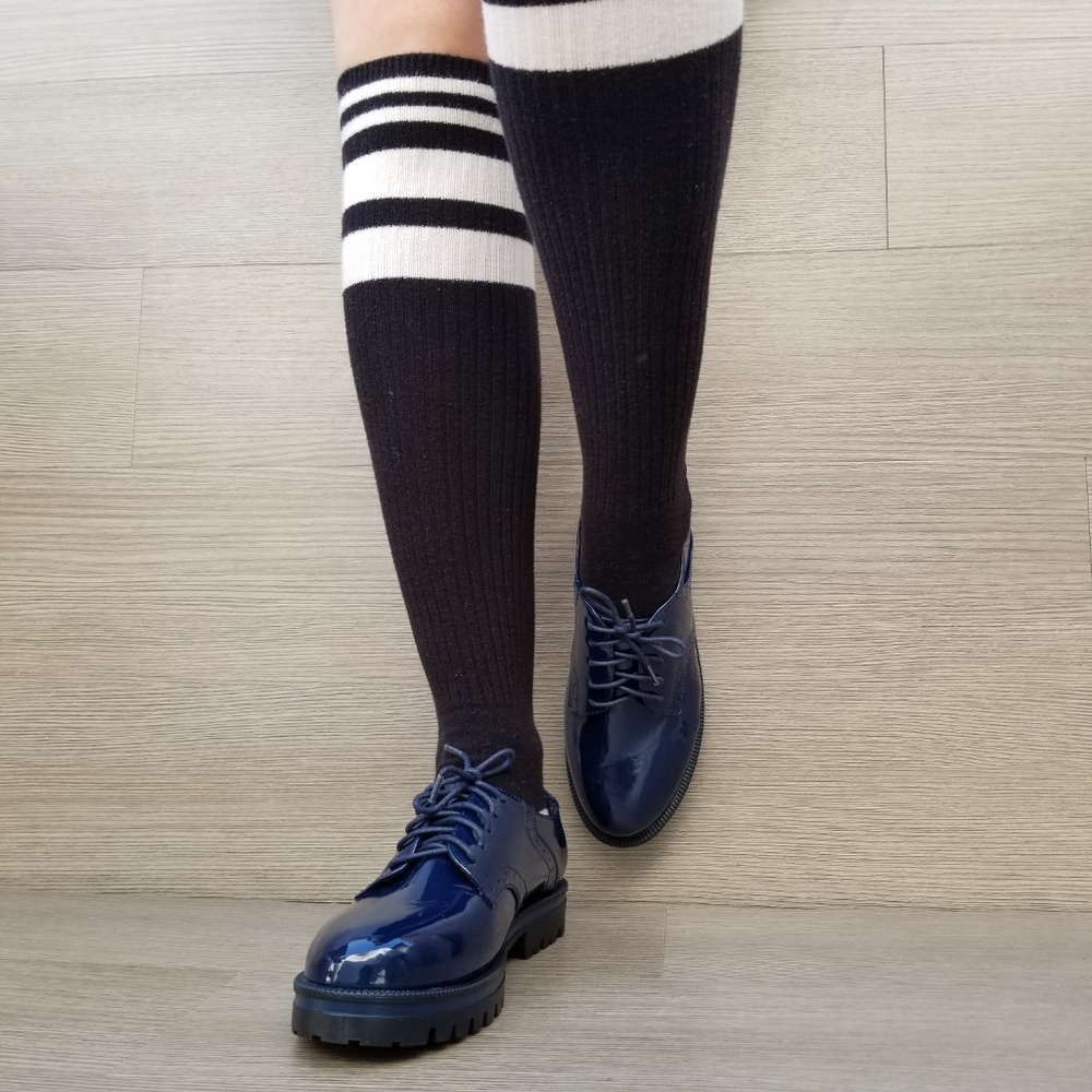 Blue Vinyl Patent Leather Chunky Oxford Creepers - Picture 3 of 7